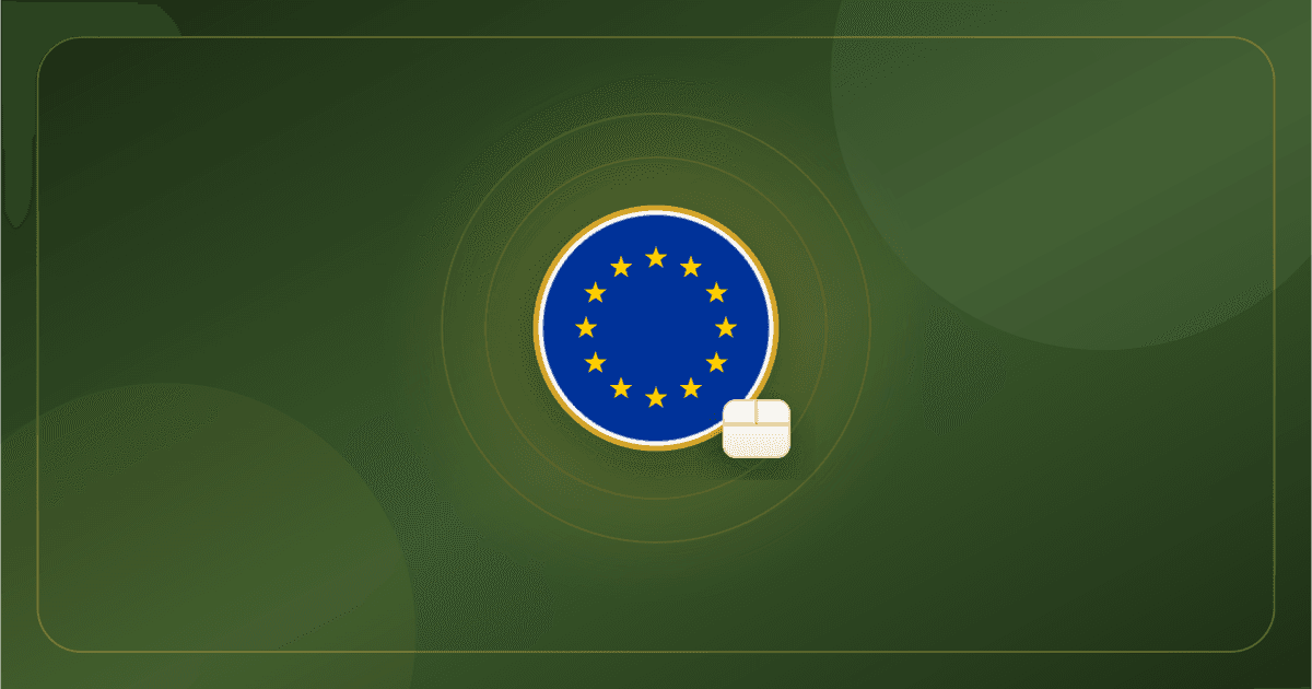 The European Union flag on a delivery badge — ordering and delivery at Essential Meds