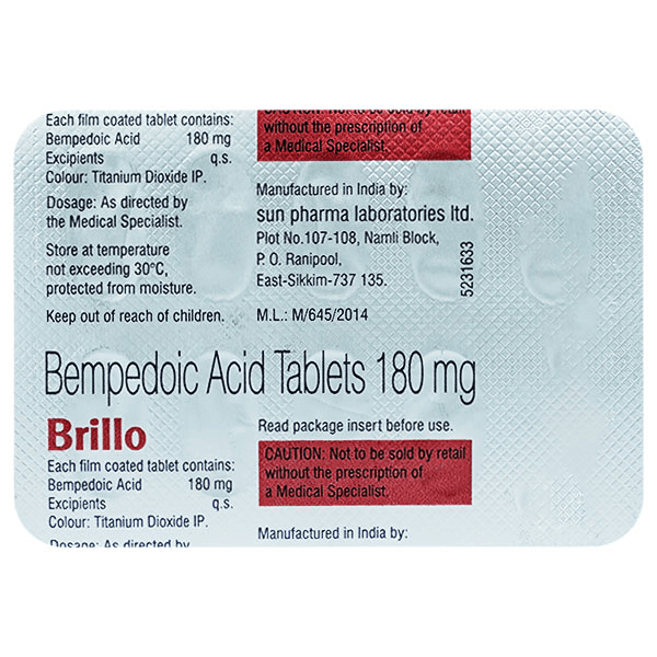 Brillo Tablets (Bempedoic acid) 180 mg product image 1