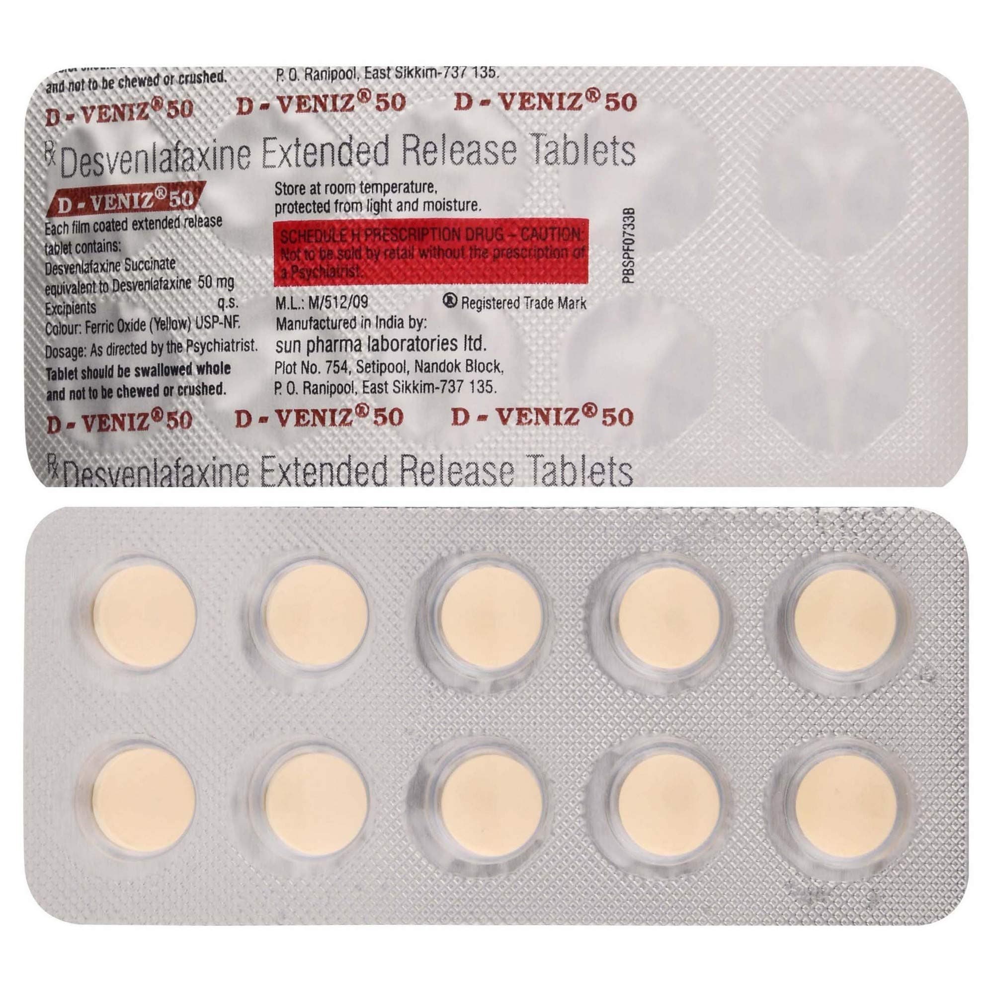 D-Veniz Tablets ER (Desvenlafaxine) 50 mg product image 1