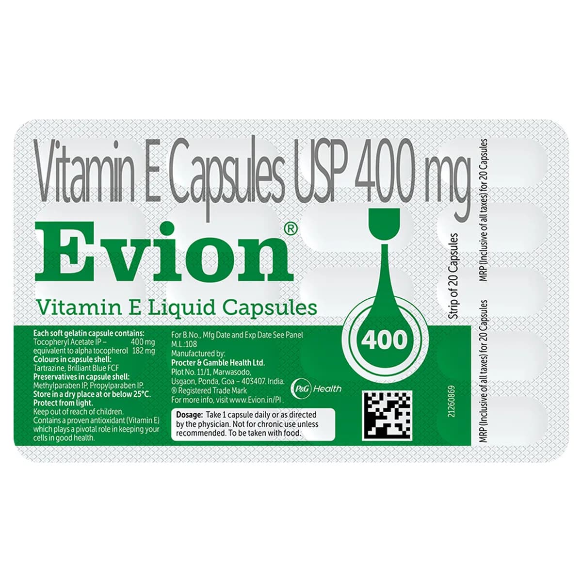 Evion (Vitamin E) 400 mg Capsules product image 1
