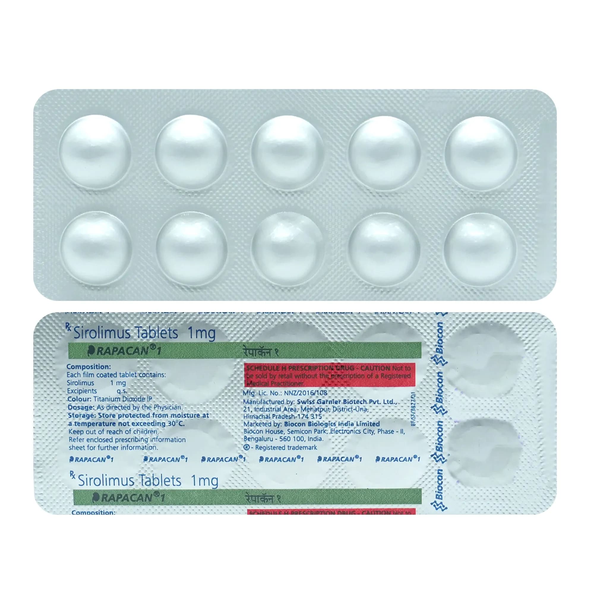 Sirolimus 1 mg Tablets product image 1