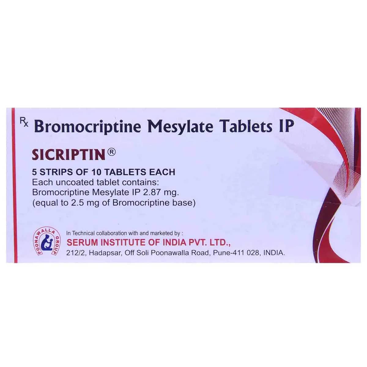 Sicriptin Tablets (Bromocriptine) 2.5 mg