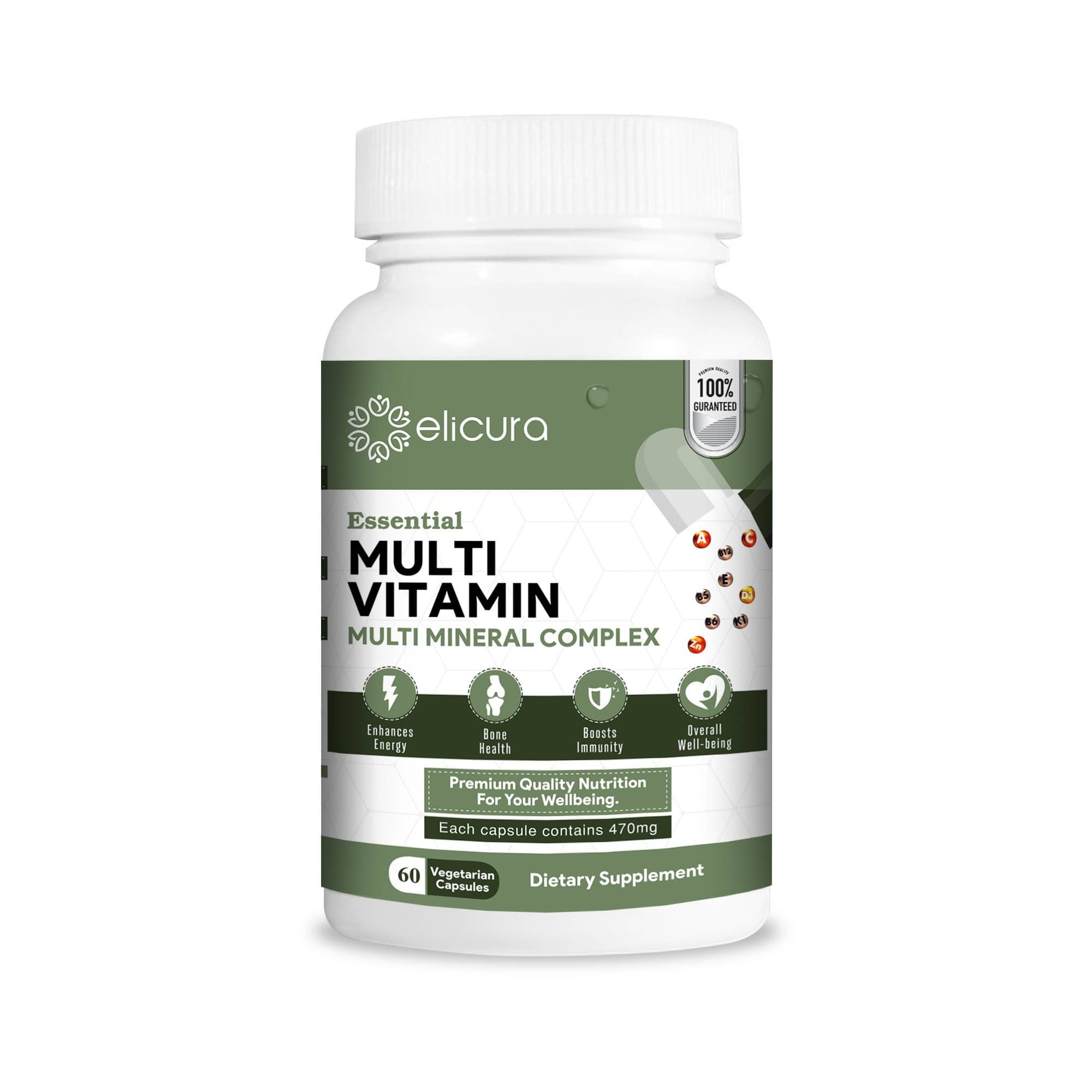 Elicura Essential Multi Vitamin Multi Mineral Complex Vegetarian Capsules