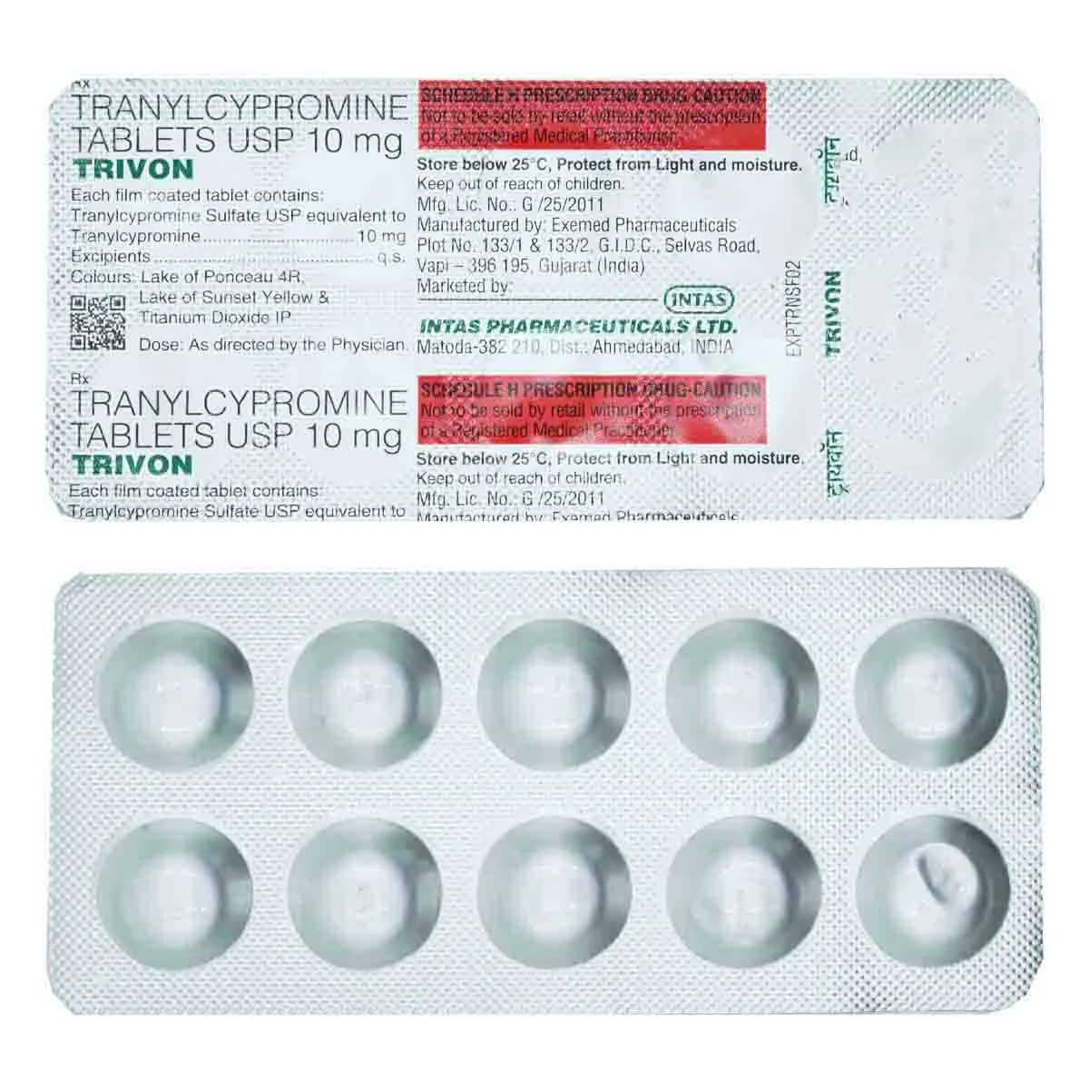 Trivon Tablets (Tranylcypromine) 10 mg