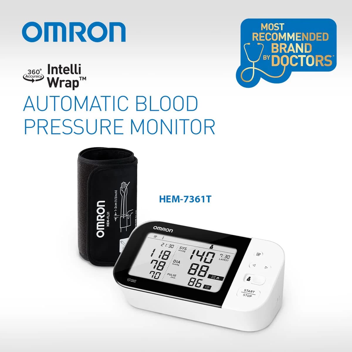 Omron White HEM 7361T Blood Pressure Monitor product image 1
