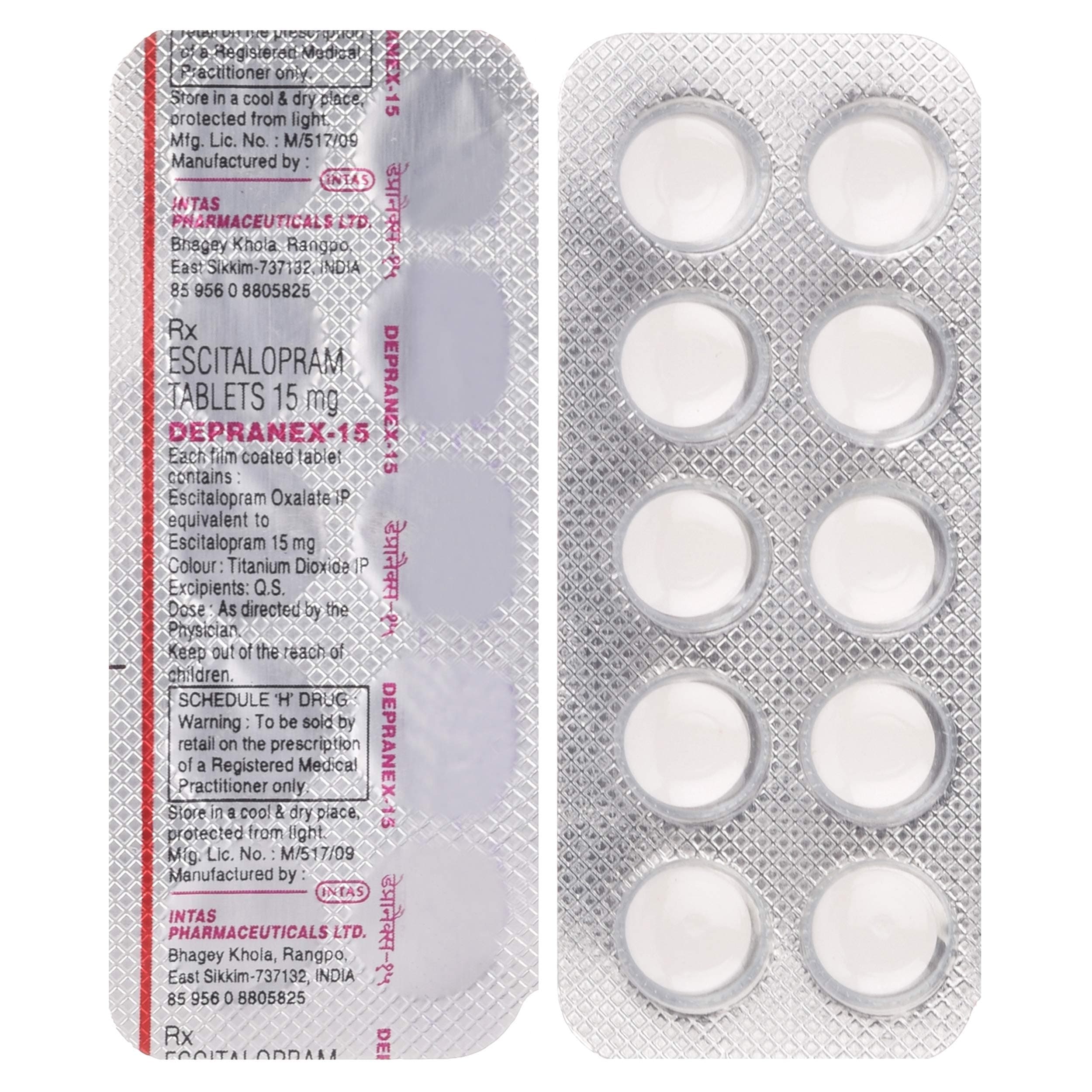 Depranex Tablets (Escitalopram Oxalate) 15 mg product image 1