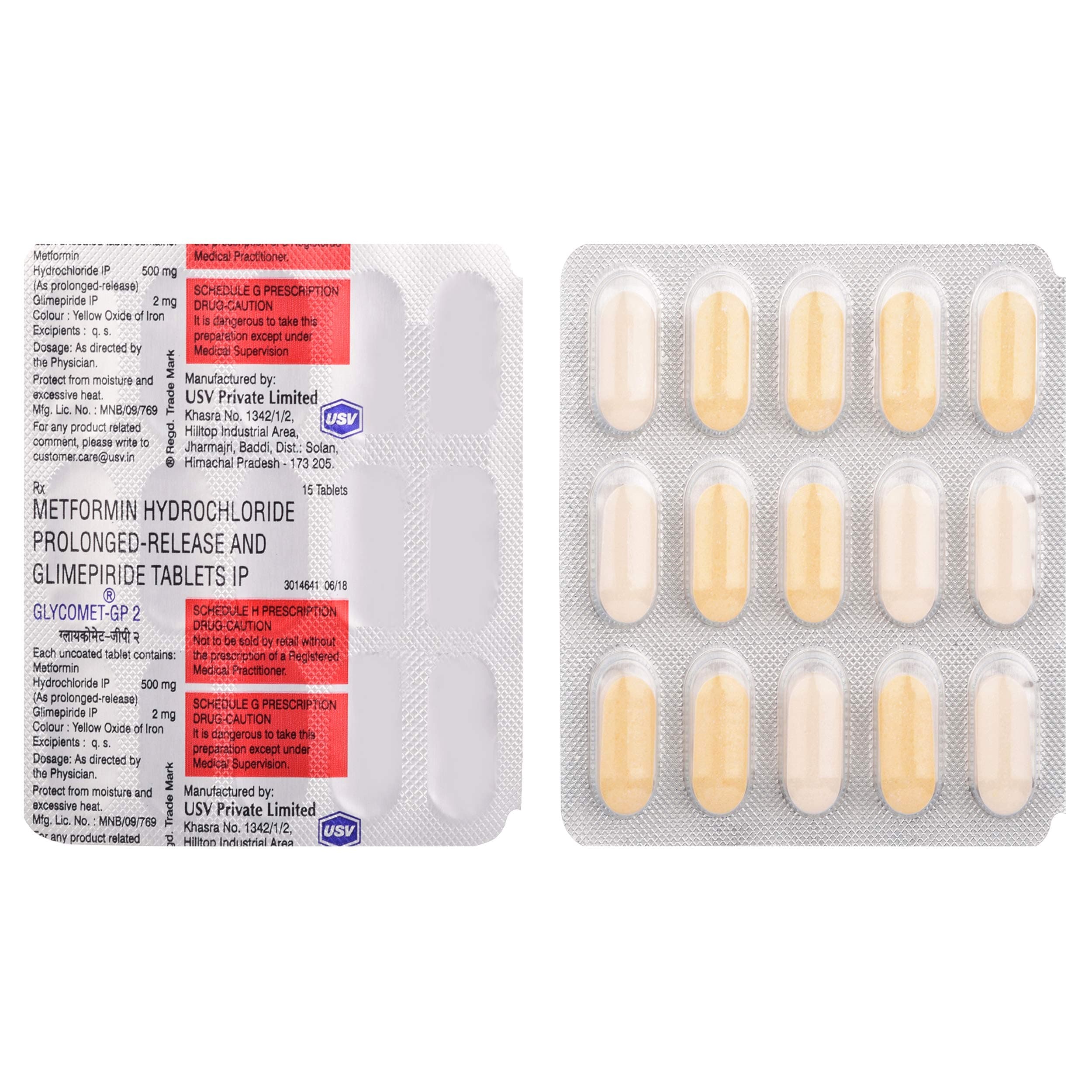 Glycomet GP (Metformin/Glimepiride) 500mg/2 mg product image 1