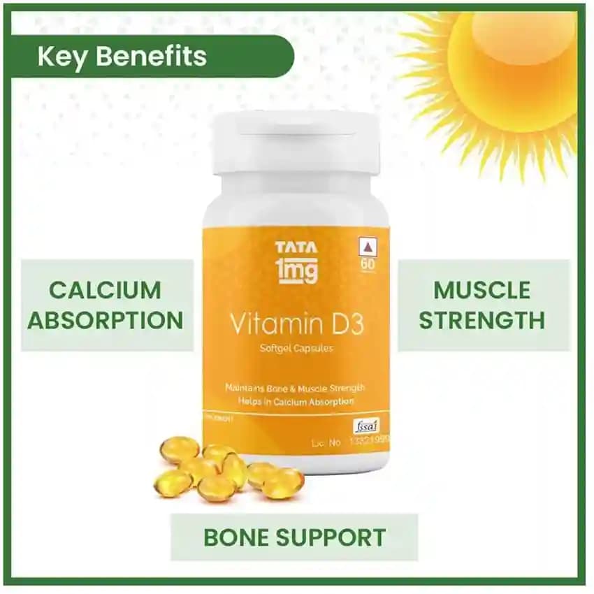 Tata 1mg Vitamin D3 Capsules product image 1