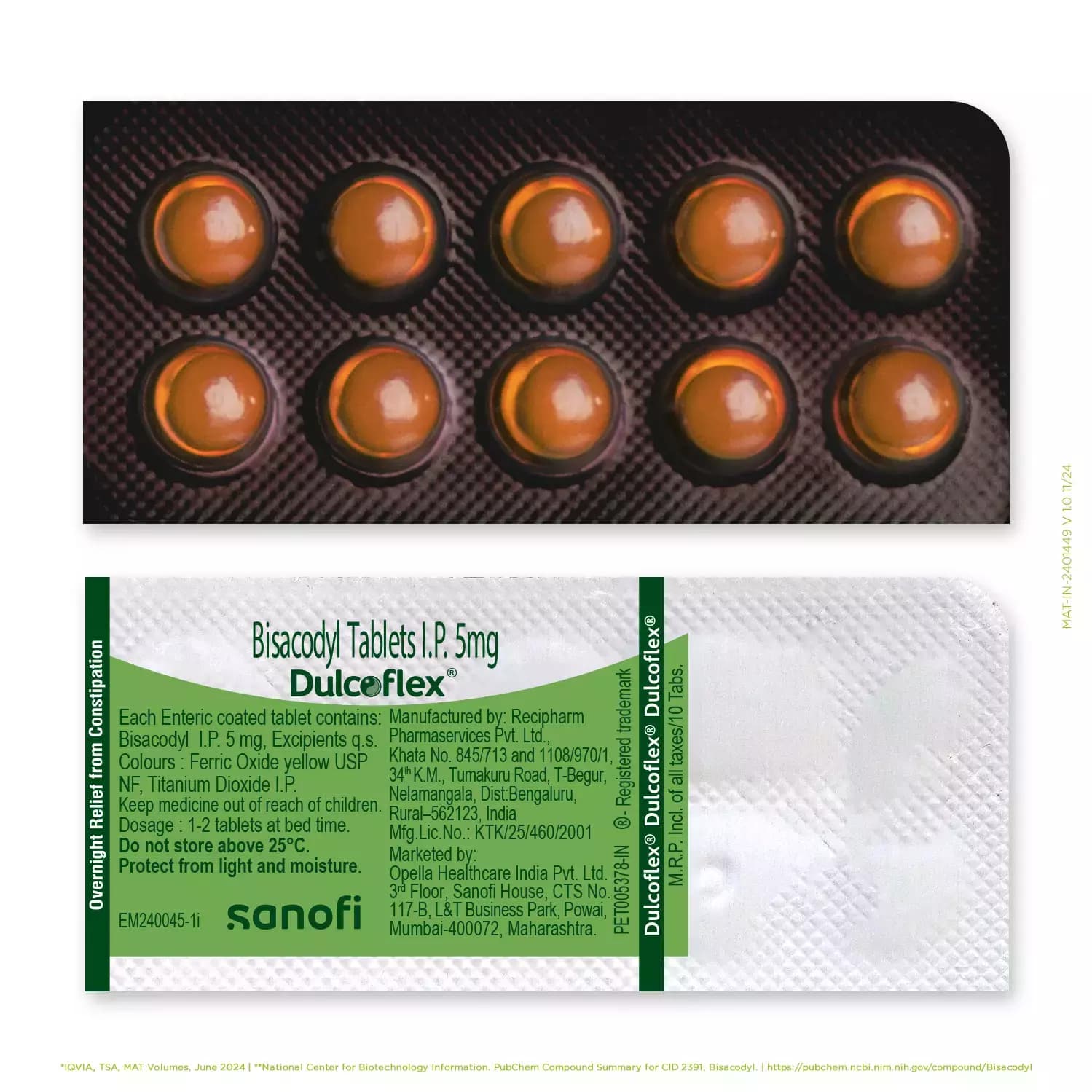 Dulcoflex (Bisacodyl) Tablets 5 mg product image 1