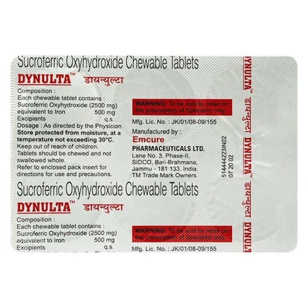 Dynulta Tablet (Sucroferric oxyhydroxide) 2500 mg Tablets