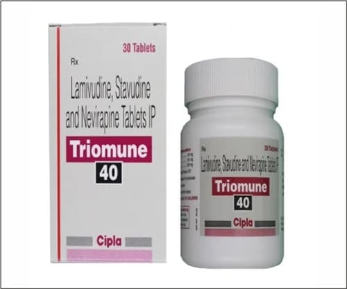 Triomune (Stavudine/Lamivudine/Nevirapine) 40mg/150mg/200mg Tablets product image 1