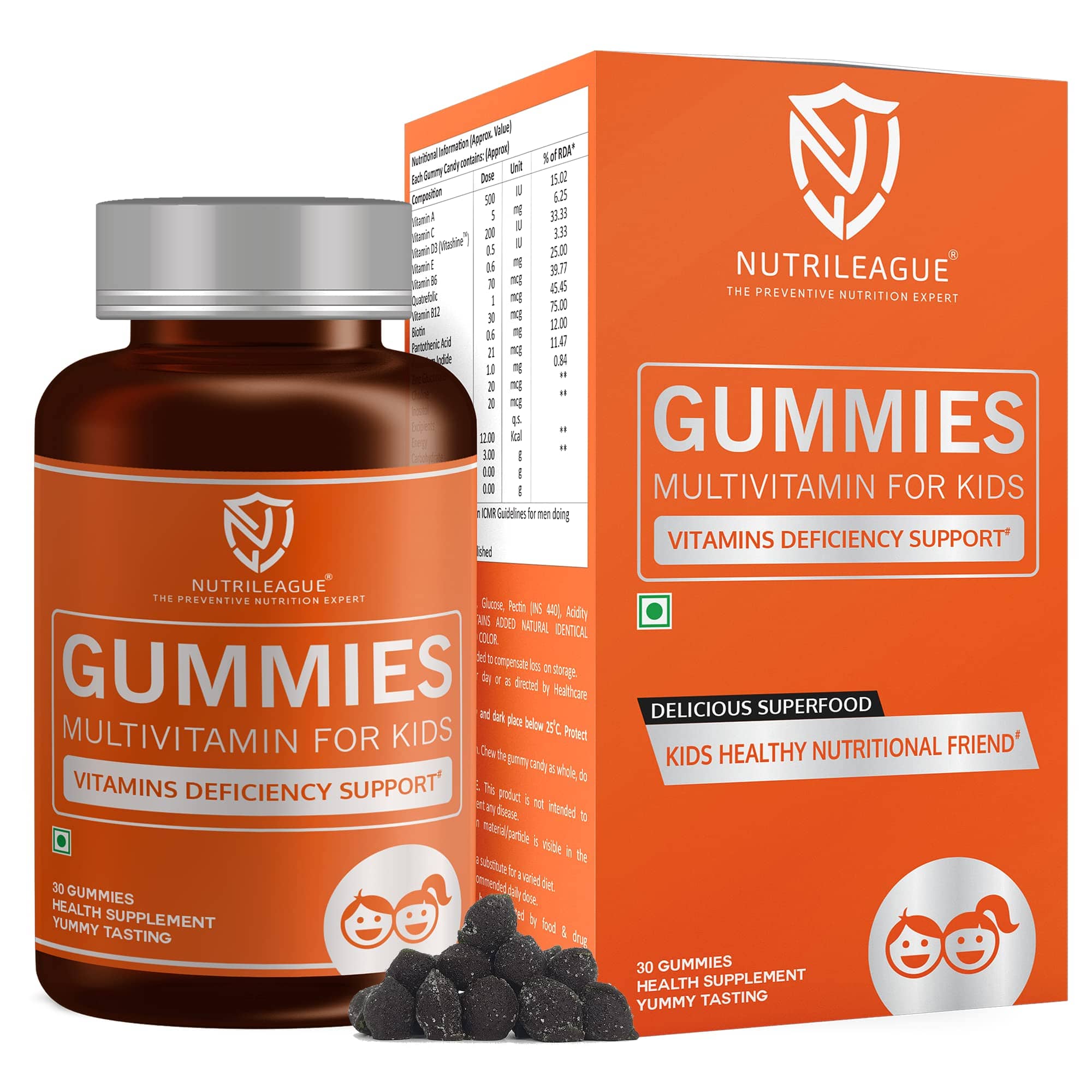 Nutrileague Multivitamin for Kids | Gummies for Vitamin Deficiency Support