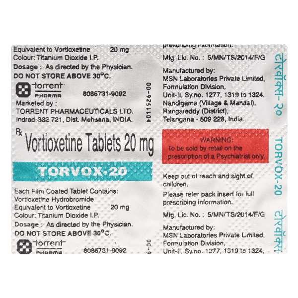 Torvox Tablets (Vortioxetine) 20 mg product image 1