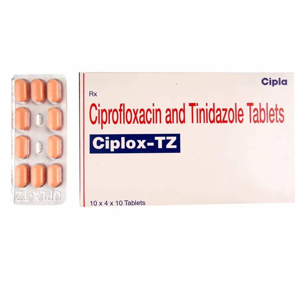Ciplox TZ (Ciprofloxacin/Tinidazole) Tablets 500 mg/600 mg