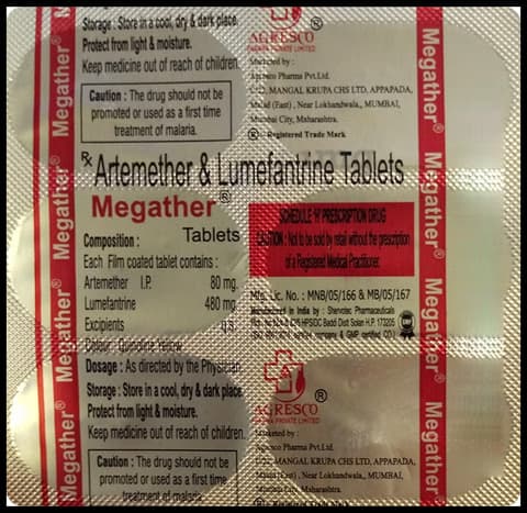 Megather Tablets ( Artemether/Lumefantrine) product image 1