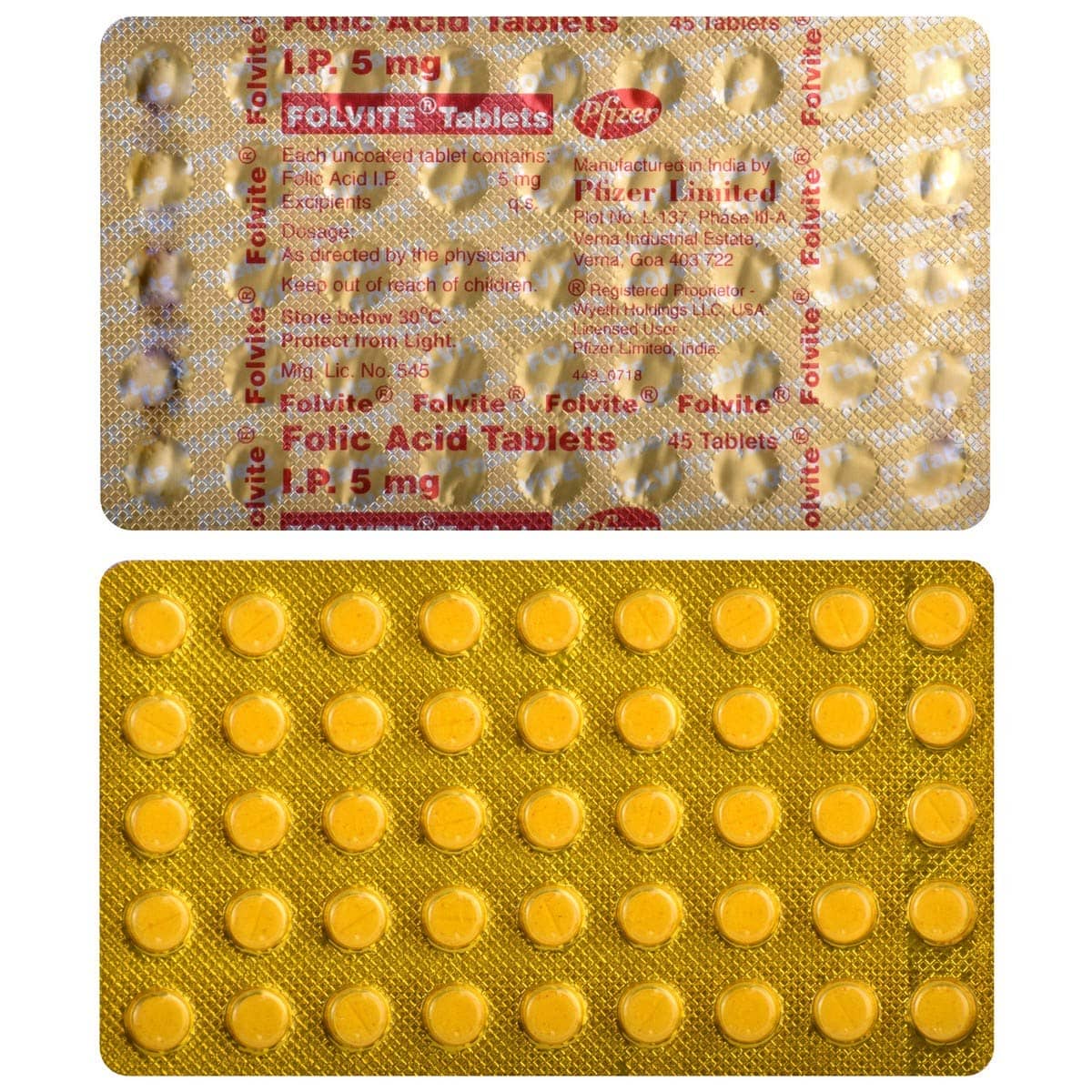 Folvite (Folic Acid) I.P 5 mg Tablets