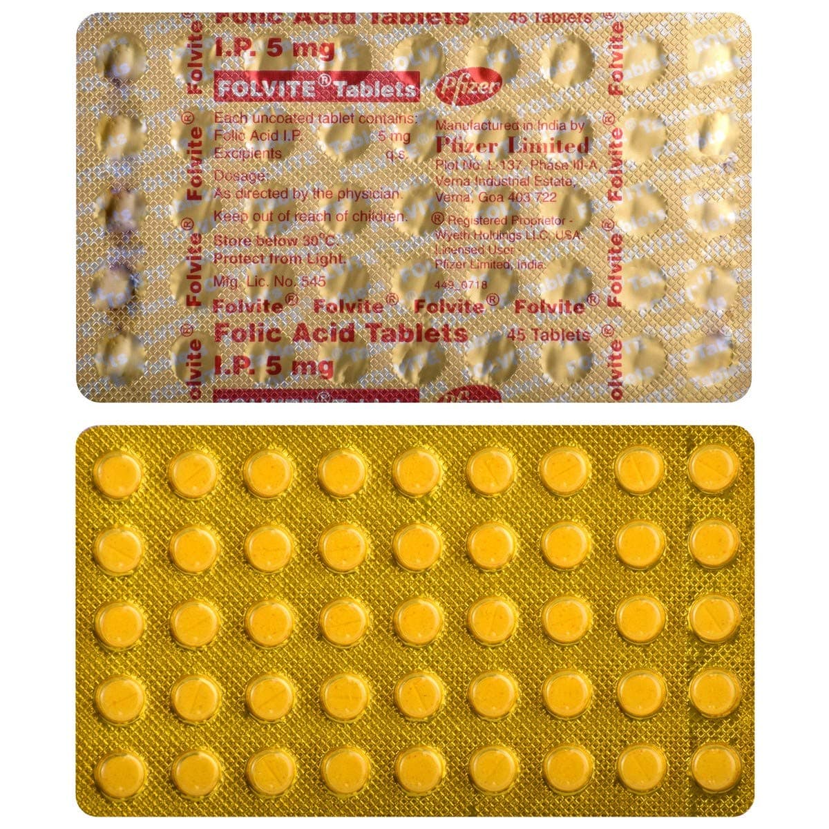Folvite (Folic Acid) I.P 5 mg Tablets product image 1
