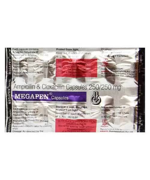 Megapen 250 mg Capsules (Ampicillin/Cloxacillin)