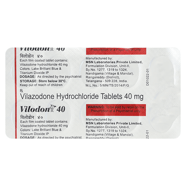 Vilodon Tablets (Vilazodone) 40 mg
