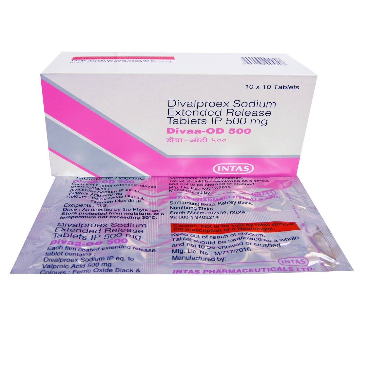 Divaa-OD Tablets ER (Divalproex) 500 mg