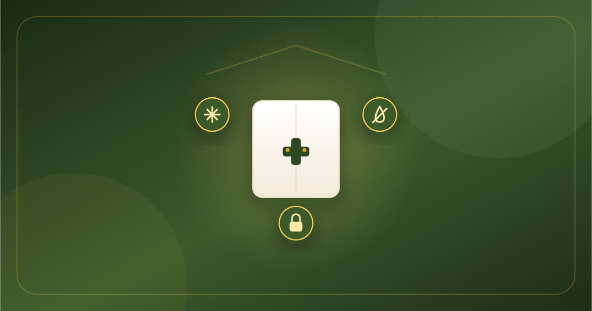 A medicine cabinet, bottle and box on a shelf with cool, dry and out-of-reach icons